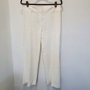 New Elie Tahari White Flat Front Linen/Rayon/Elastane Blend Eileen Pant  10